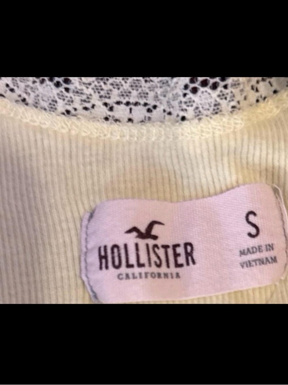 Hollister Pale Yellow Ribbed Lace-Trim Tank - Picture 4 of 4